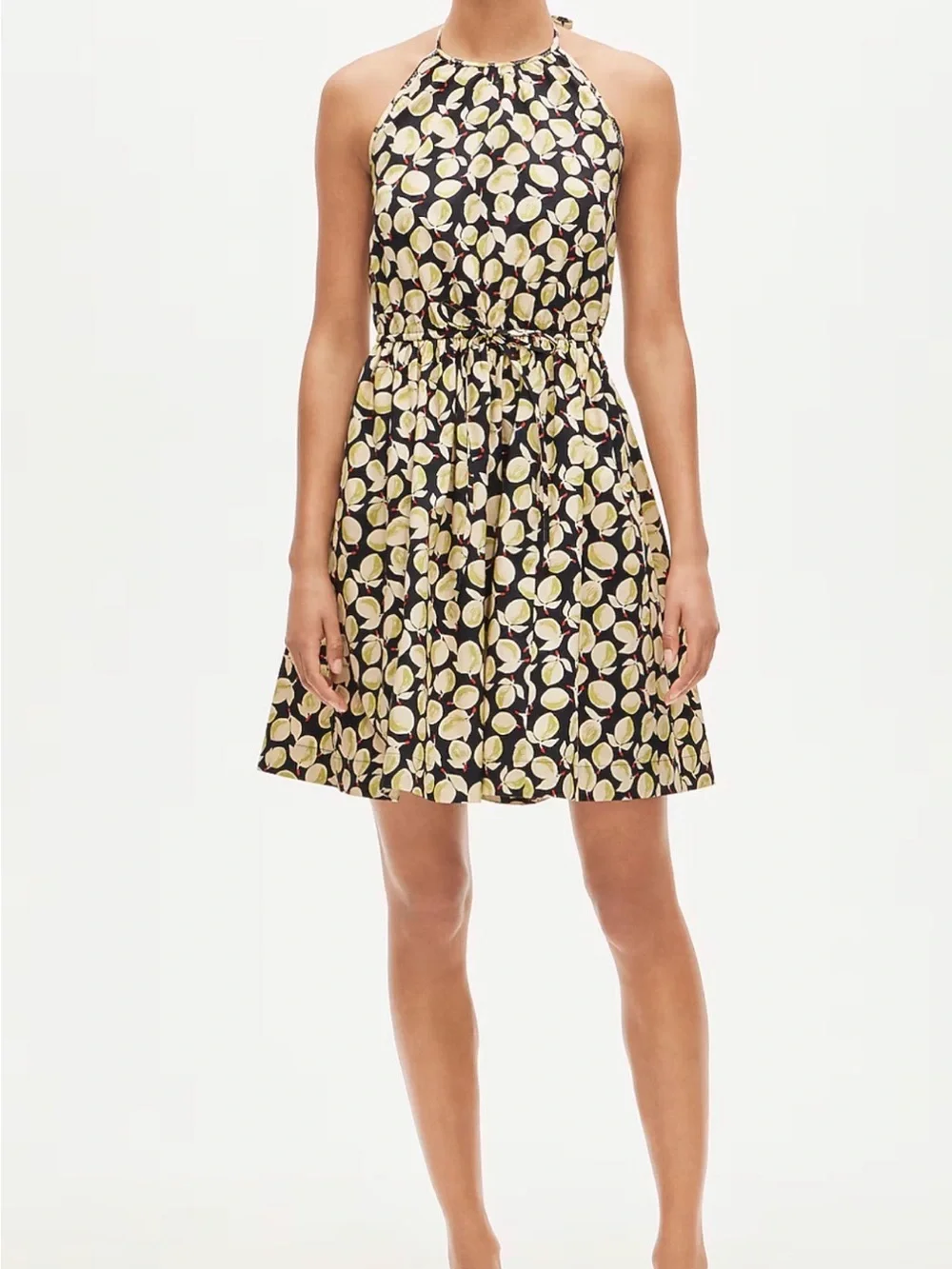 J.Crew Women’s Halter Dress Lemon Print Cotton Poplin Medium M Summer NEW NWT